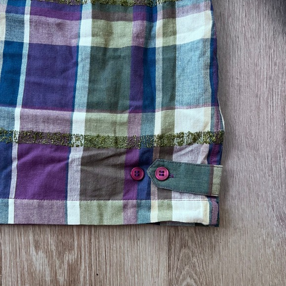 Lemon Grass XL Plaid Multicolor/Purple Zipper Shirt - Picture 6 of 13